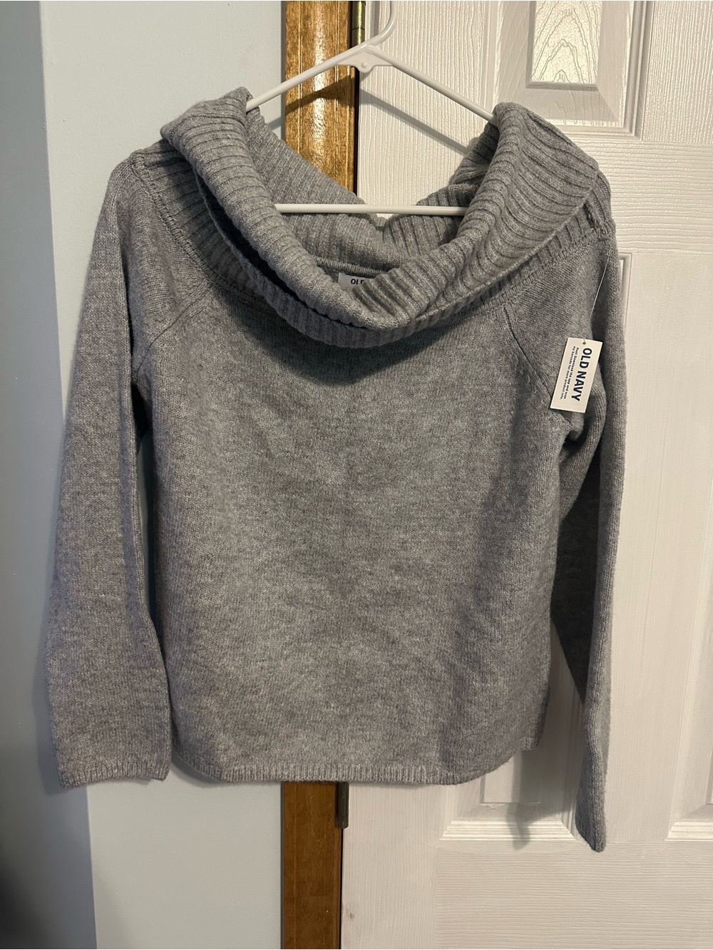 Old Navy Gray Ribbed Cowl Neck Sweater